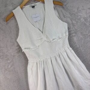 American Eagle Women's White Sleeveless Smocked Mini Dress Size S Brunch‎ NWT